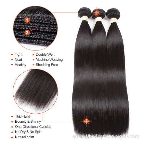 Wholesale Excellent 100% Virgin Straight Human Hair Weave Bundles